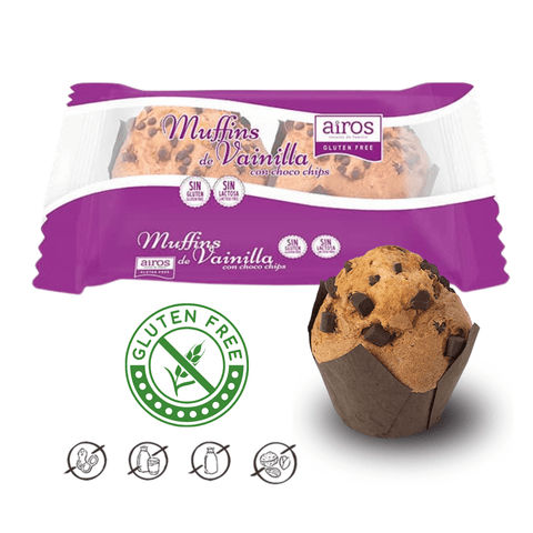 Muffins de Vainilla con Pepitas de Chocolate SIN GLUTEN - SIN LACTOSA (2 Uni) - Índigo72.com
