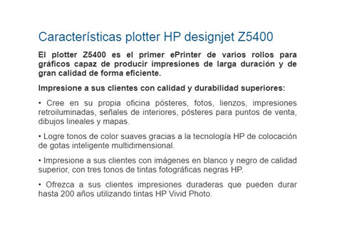Plotter HP DesignJet Z5400ps 44" (E1L21A) - Índigo72.com