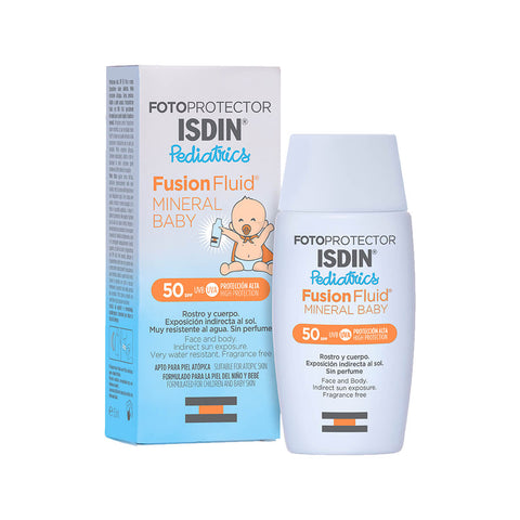 Protector Solar ISDIN Fusion Fluid Mineral Baby Pediatrics SPF 50 - Índigo72.com