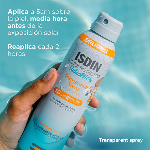 Protector Solar ISDIN Spray Wet Skin Pediatrico SPF50 - Índigo72.com