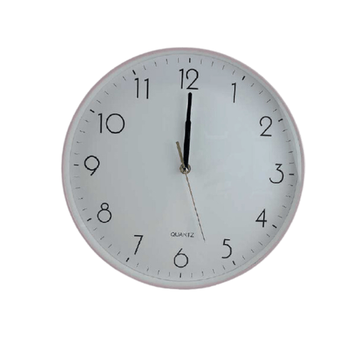 Reloj de Pared. Fondo Blanco y Borde Lila - Índigo72.com
