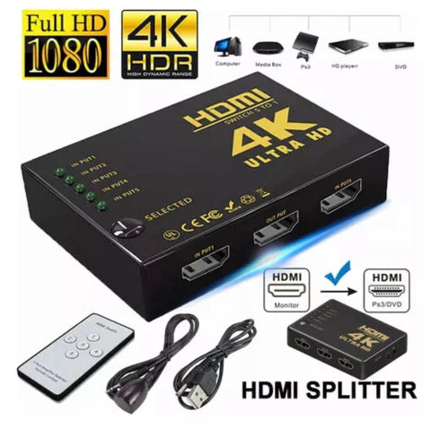 Switch HDMI 5 en 1 AON AO-AD-2002 - Índigo72.com