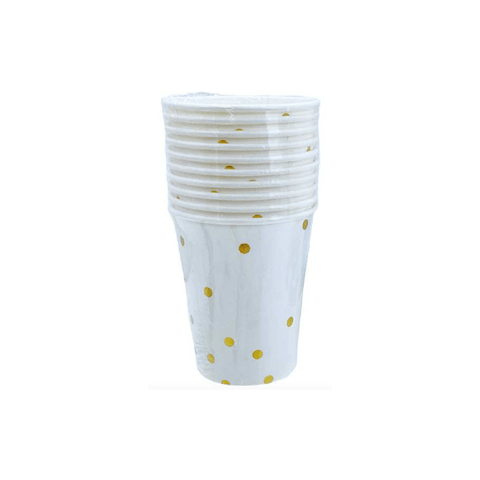 Vasos de Cartón Blanco / Lunares Descartables Blancos (Paq. de 10 uni) - Índigo72.com
