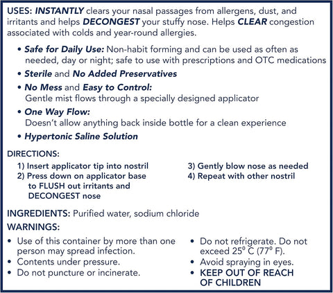 Agua Salina Vicks Sinex Saline Nasal Mist Agua Salina 142g - Indigo72.com