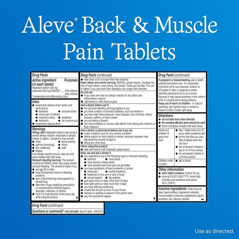 Aleve Dolores Musculares 220 mg de naproxeno sódico 250 Tabletas - Índigo72.com