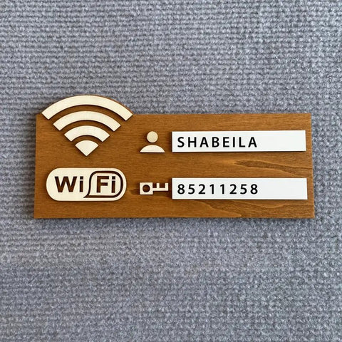 Aviso Señalización de Red y Contraseña WiFi en Madera Rústica - Indigo72.com