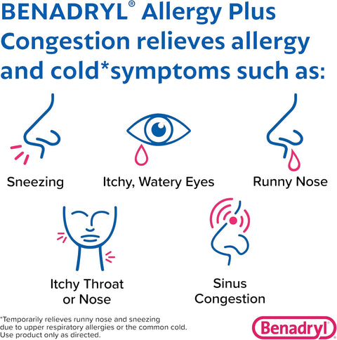 Benadryl Allergy Plus Congestion 24 Tabletas - Índigo72.com