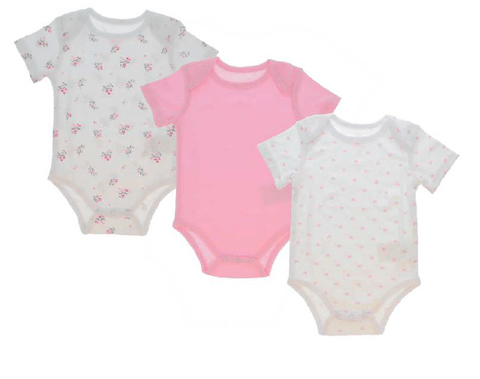 Body para Bebe Nina Manga Corta Set de 3 piezas