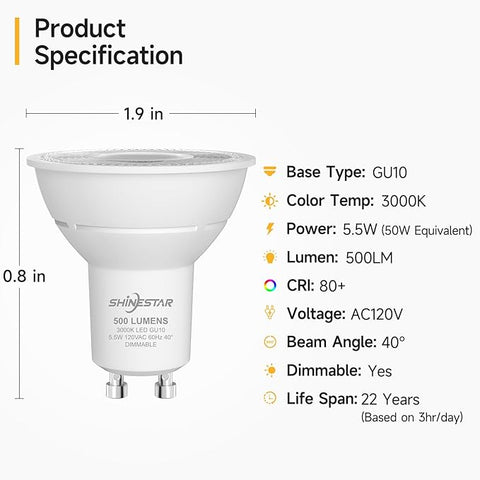 Bombillo Led GU10 3000k Dimmable ShineStar "Premium" - Indigo72.com