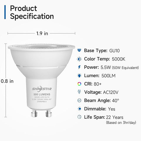 Bombillo Led GU10 3000k Dimmable ShineStar "Premium" - Indigo72.com