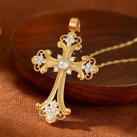 Cadena con Colgante de Crucifijo con Sircones Acero Inoxidable 316 - Indigo72.com