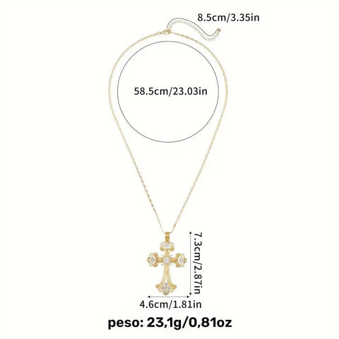 Cadena con Colgante de Crucifijo con Sircones Acero Inoxidable 316 - Indigo72.com