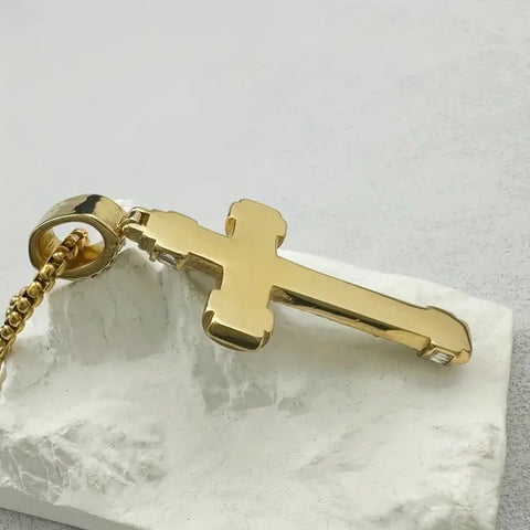 Cadena con Colgante de Crucifijo con Sircones Acero Inoxidable 316 - Indigo72.com