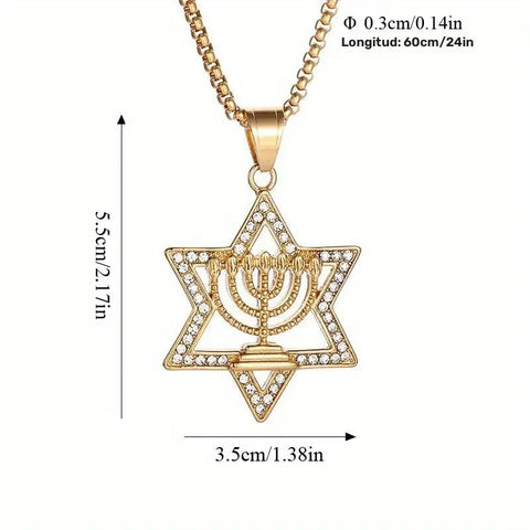Cadena con Maguen David con sircones Acero Inoxidable 316 - Indigo72.com