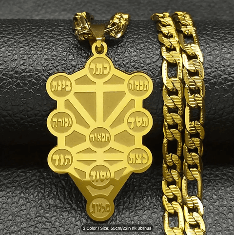 Cadena con Medalla del Arbol de la Vida y Sefirot - Indigo72.com