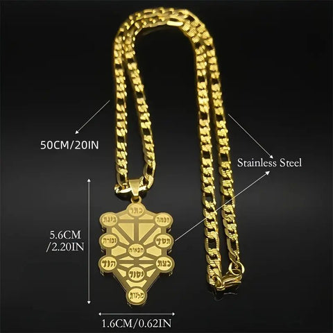 Cadena con Medalla del Arbol de la Vida y Sefirot - Indigo72.com
