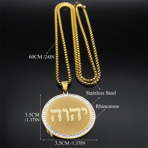Cadena con Medalla del YHVH con sircones Acero Inoxidable 316 - Indigo72.com