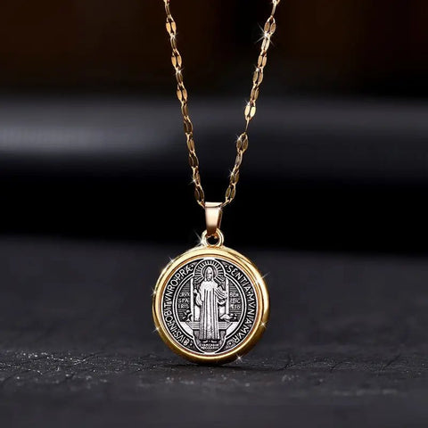 Cadena con Medalla San Benito 2,5cm Acero Inoxidable - Indigo72.com