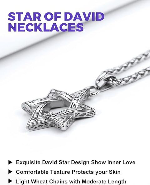 Cadena con pendiente de la Estrella de David Baño Oro 18k Unisex - Índigo72.com