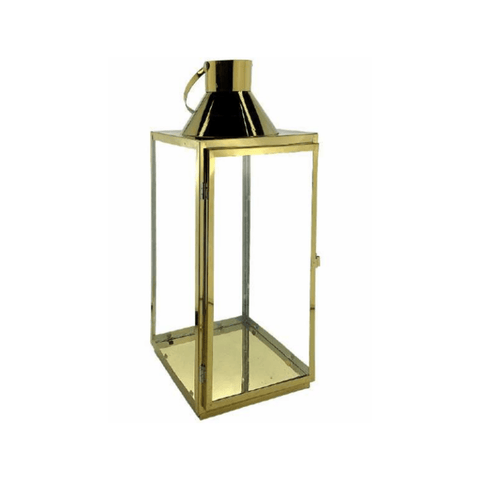 Candelabro Farol Decorativo Acero Dorado Grande 22x22x54 cm