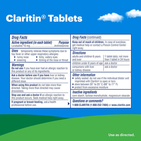 Claritin Antialérgico 24 horas Loratadina 10mg 30 Tabletas - Índigo72.com