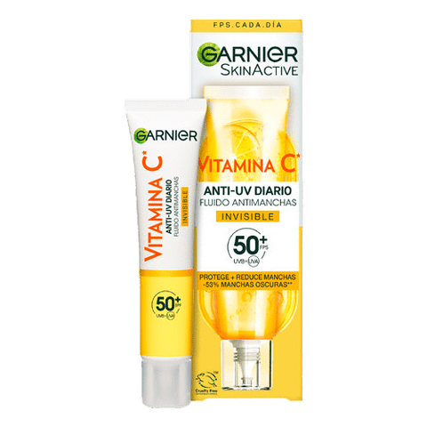 Crema Antimanchas Invisible GARNIER Anti-UV Diario con Vitamina C y SPF50 - Índigo72.com