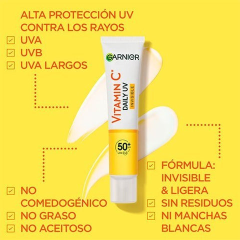 Crema Antimanchas Invisible GARNIER Anti-UV Diario con Vitamina C y SPF50 - Índigo72.com