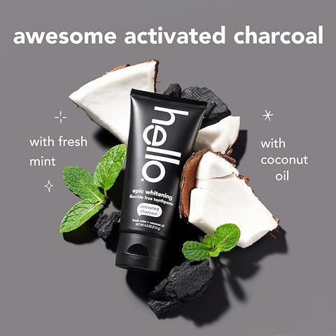 Crema Dental Hello Epic Whitening activated charcoal 113gr - Indigo72.com