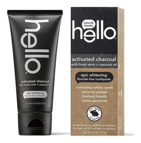 Crema Dental Hello Epic Whitening activated charcoal con flúor 113gr - Indigo72.com