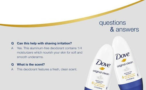 Desodorante Dove Sin Aluminio Fragancia Original Clean 50g - Indigo72.com