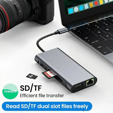 Docking Station Hub Usb Tipo C 11 En 1 Hdmi Hdtv Rj45 - Indigo72.com