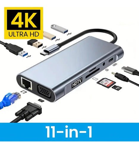 Docking Station Hub Usb Tipo C 11 En 1 Hdmi Hdtv Rj45 - Indigo72.com