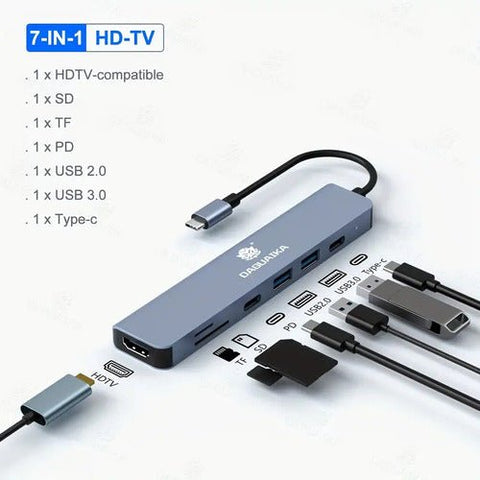 Docking Station Hub Usb Tipo C 7 En 1 Hdmi Hdtv Rj45 - Indigo72.com