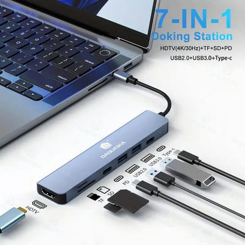 Docking Station Hub Usb Tipo C 7 En 1 Hdmi Hdtv Rj45 - Indigo72.com
