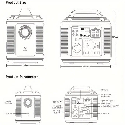 Estación de Energía Portátil 120v 300W 296Wh (8000mAh) - Indigo72.com