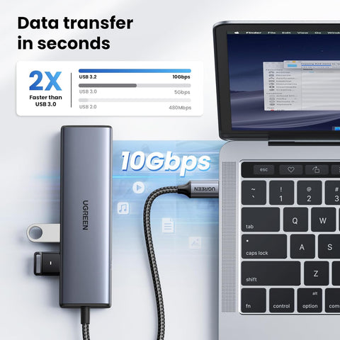 Hub 6 en 1 USB - C a 1xRJ45 - 2xUSB - C 2xUSB - A 1xUSB - Cps - Índigo72.com