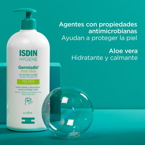 Jabón Liquido Gel de Baño ISDIN Germisdin Aloe Vera Piel Seca 1000ml - Índigo72.com