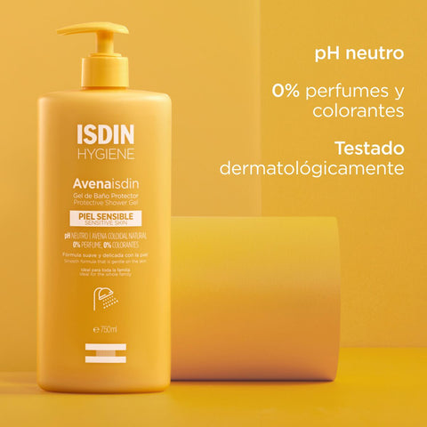 Jabón Liquido Gel de Baño ISDIN Hygiene Avena Piel Sensible Psoriasis 750ml - Índigo72.com