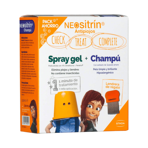 Kit AntiPiojos Neositrin Pack Spray Gel + Shampoo y Lendrera - Índigo72.com