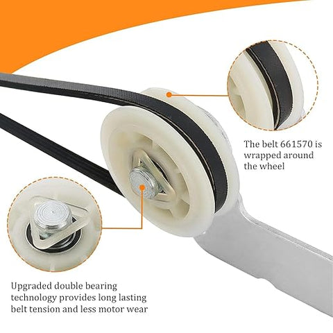Kit de polea y polea de correa de tambor para secadora Whirlpool Maytag Ken - More de 661570 V 661570 V 279640 y W10837240 Reemplaza 661570VP PS11726337 W1055 47290 AP5983729 - Indigo72.com