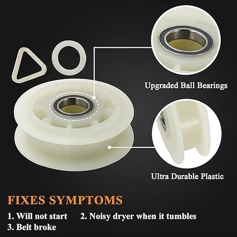 Kit de polea y polea de correa de tambor para secadora Whirlpool Maytag Ken - More de 661570 V 661570 V 279640 y W10837240 Reemplaza 661570VP PS11726337 W1055 47290 AP5983729 - Indigo72.com