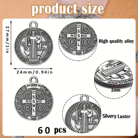 Medalla Dije de San Benito 2,5cm Acero Inoxidable - Indigo72.com