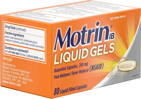 Motrin IB Liquid Gel Ibuprofeno 200mg 80 Cápsulas - Índigo72.com