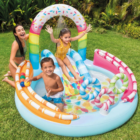 Piscina inflable Candy Fun con tobogán rociador incorporado - Índigo72.com