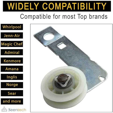 Polea tensora de secadora con soporte W10837240 - Ajuste exacto para el secador Whirlpool Kenmore Replace: 279640 W10118756 W10547290 PS11726337 3387372 3388674 W10118754 - Indigo72.com
