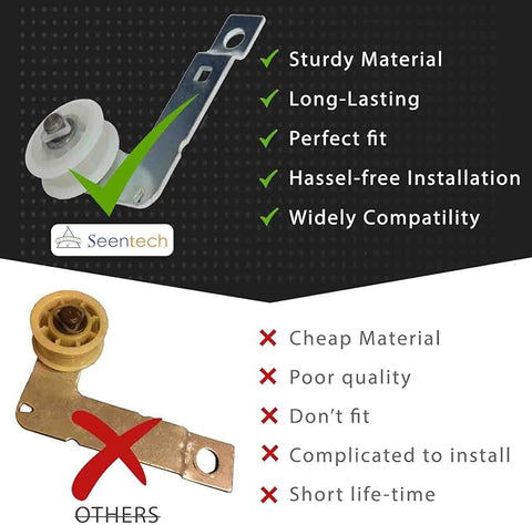 Polea tensora de secadora con soporte W10837240 - Ajuste exacto para el secador Whirlpool Kenmore Replace: 279640 W10118756 W10547290 PS11726337 3387372 3388674 W10118754 - Indigo72.com