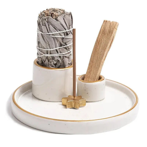 Porta Incienso de Terracota Artesanal 3 en 1 - Indigo72.com