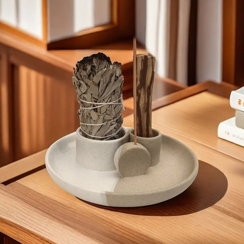 Porta Incienso de Terracota Artesanal 3 en 1 - Indigo72.com