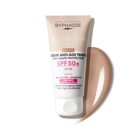 Protector Solar Crema Antiedad SPF 50+ Byphasse 50ml Bronze - Índigo72.com