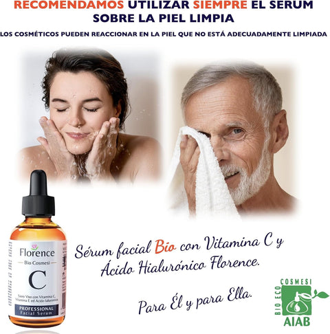 Sérum Facial Florence Bio con Vitamina C, E y Ácido Hyalurónico (60 ml) - Índigo72.com